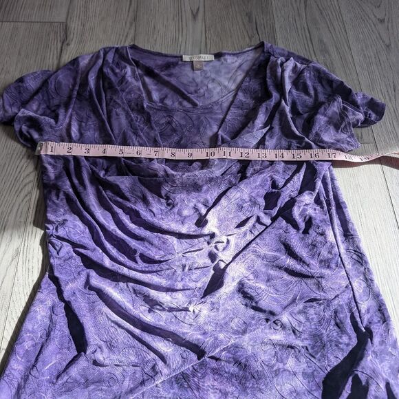 Y2K Roz & Ali Purple Stretchy Slinky Fairycore Cowl Neck Top Size Medium - Picture 5 of 7